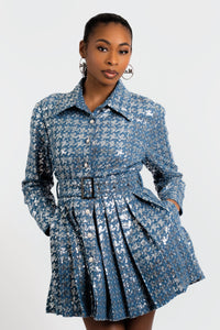 Michelle Sequin Denim Mini Dress