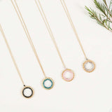 London Blue Quartz Halo Mini Gold Pendant