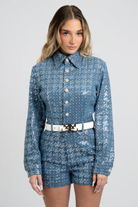 Moné Sequin Denim Romper