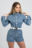 Moné Sequin Denim Romper