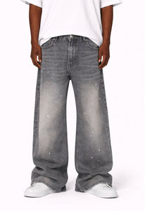 SLATE WIDEBOY SPLATTER DENIM
