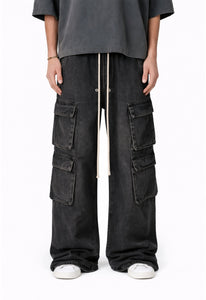 NOIR FLOW DENIM CARGO PANTS