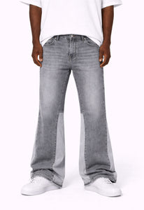 GREY SPLIT FLARE DENIM