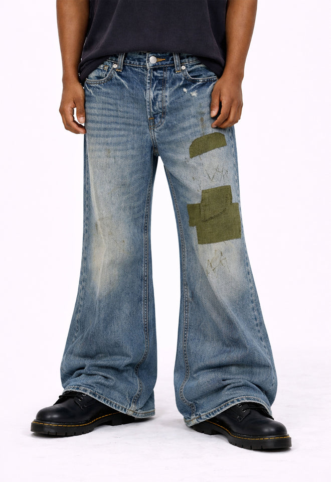 MUD PATCHWORK FLARE DENIM