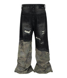 NOIR SCAB CAMO FLARE DENIM