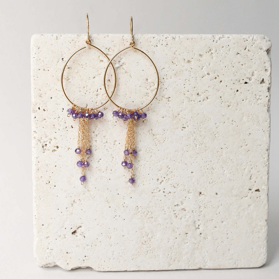 Aquamarine Mini Swing Hoop Earrings