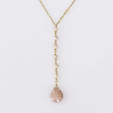 Peach Moonstone Yoga Pendant Necklace