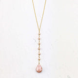 Peach Moonstone Yoga Pendant Necklace