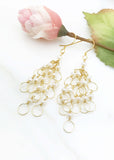 Pearl Gold Chain Loop Earrings