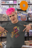 Beer Drinking Neon Skull Graphic Tee