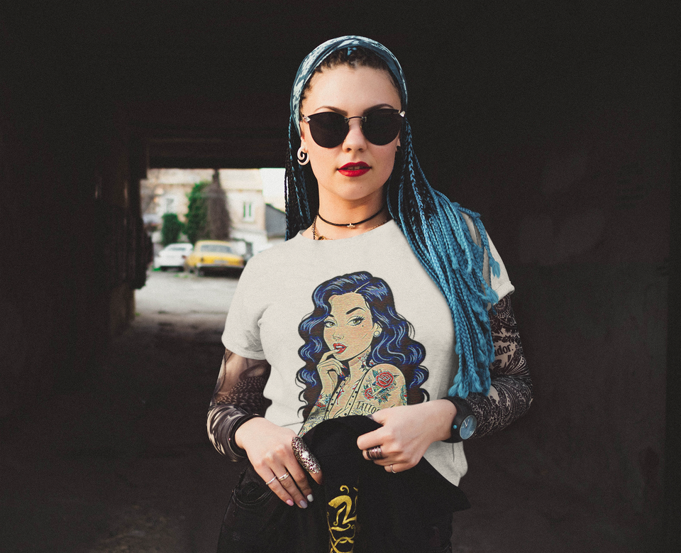 Vintage Tattoo's Are Trashy Pin Up Slim Fit Graphic Tee