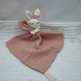 Baby Bib with Sleeping Animals Rattle