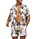 Floral Hawaiian  two piece men beach shorts set