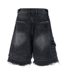 NOIR DISTRESSED CARGO SHORTS