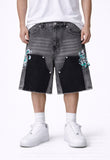 GREY SPLIT PAINTERS SHORTS