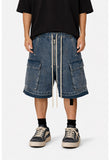 AZUL DRAWSTRING DENIM CARGO SHORTS