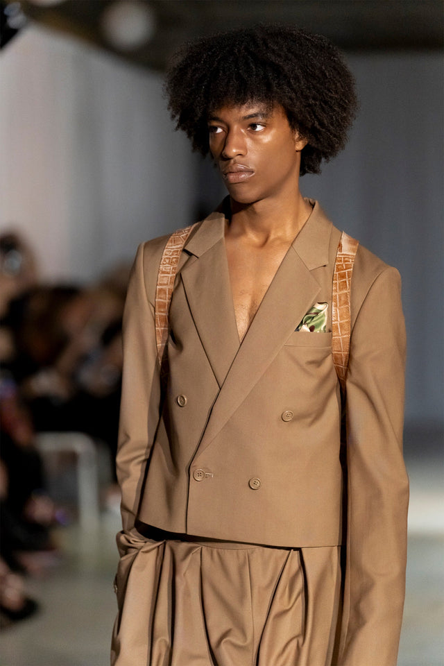 Bastien Tan Cropped Suit Set
