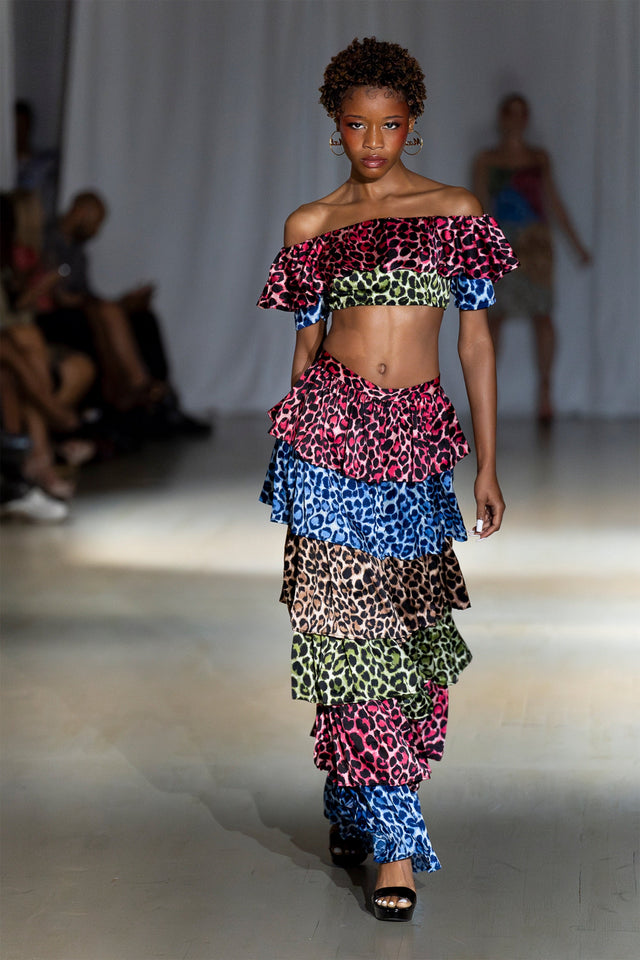 Ana Ruffled Cheetah Print Skirt Set