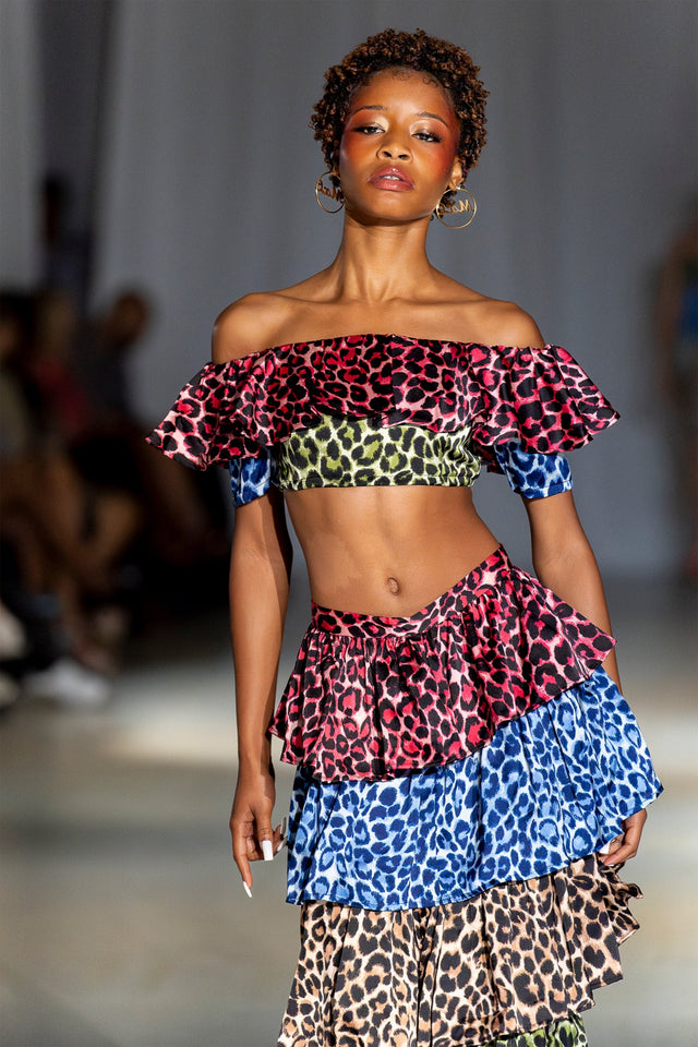 Ana Ruffled Cheetah Print Skirt Set