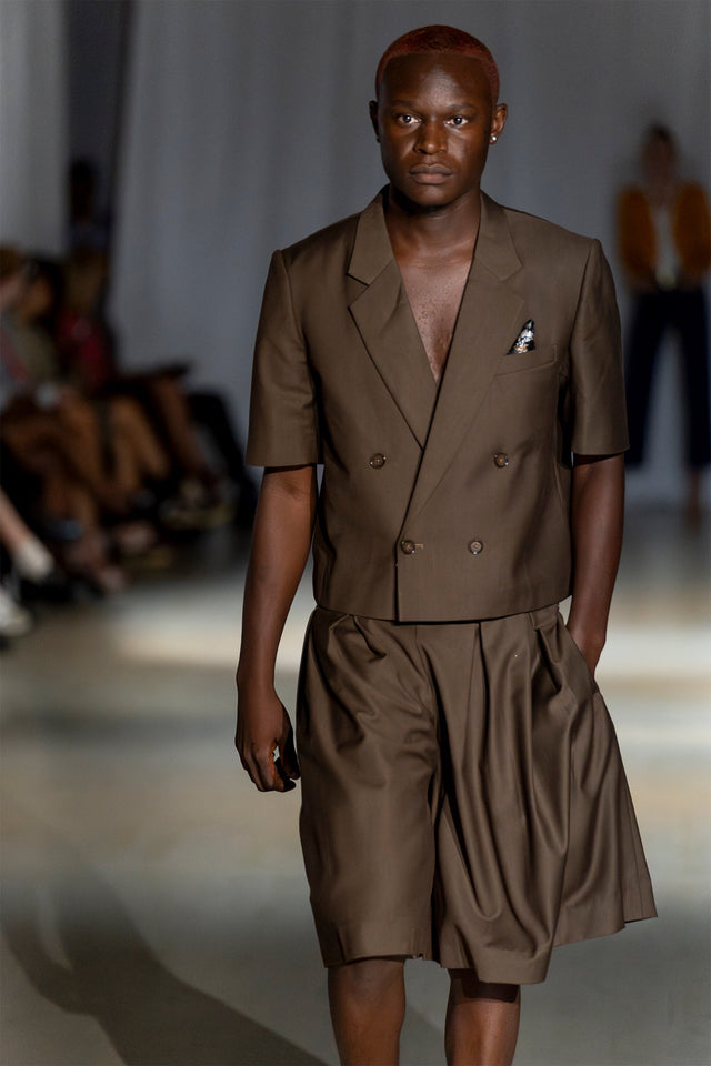 André Espresso Cropped Suit Set