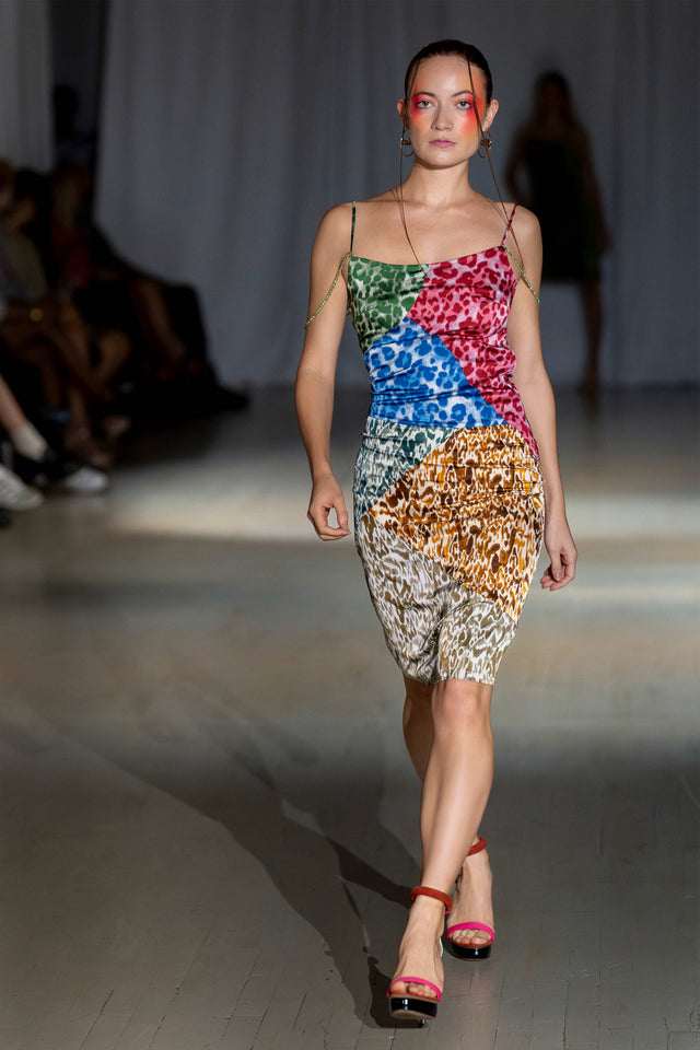 Amalia Patchwork Satin Dress