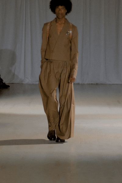 Bastien Tan Cropped Suit Set