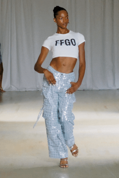 Kelly Sequin Cargo Denim Pants