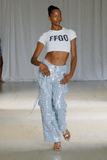 Kelly Sequin Cargo Denim Pants