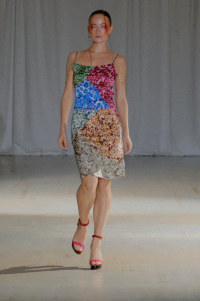 Amalia Patchwork Satin Dress