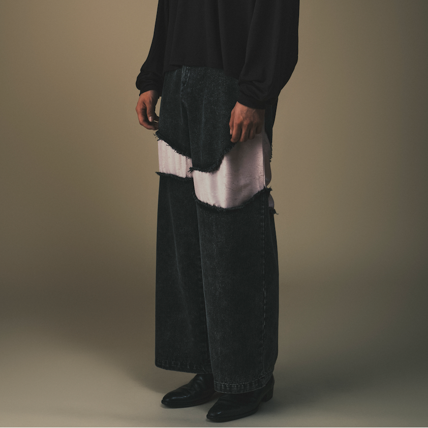Deng Denim/Brocade Patch Pants