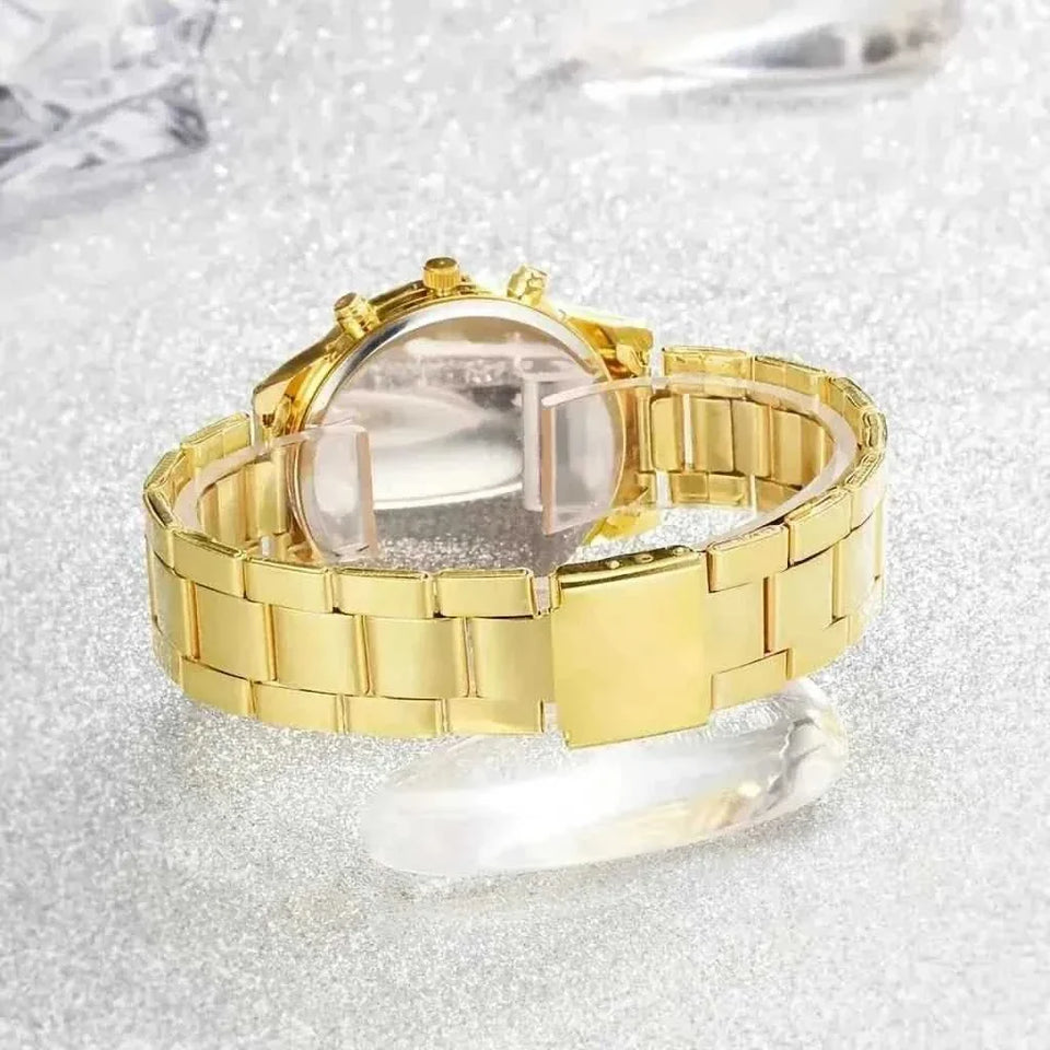 5-Piece Elegant Luxury Gold Watch & Jewelry Set Perfect Gift for Any Occasion