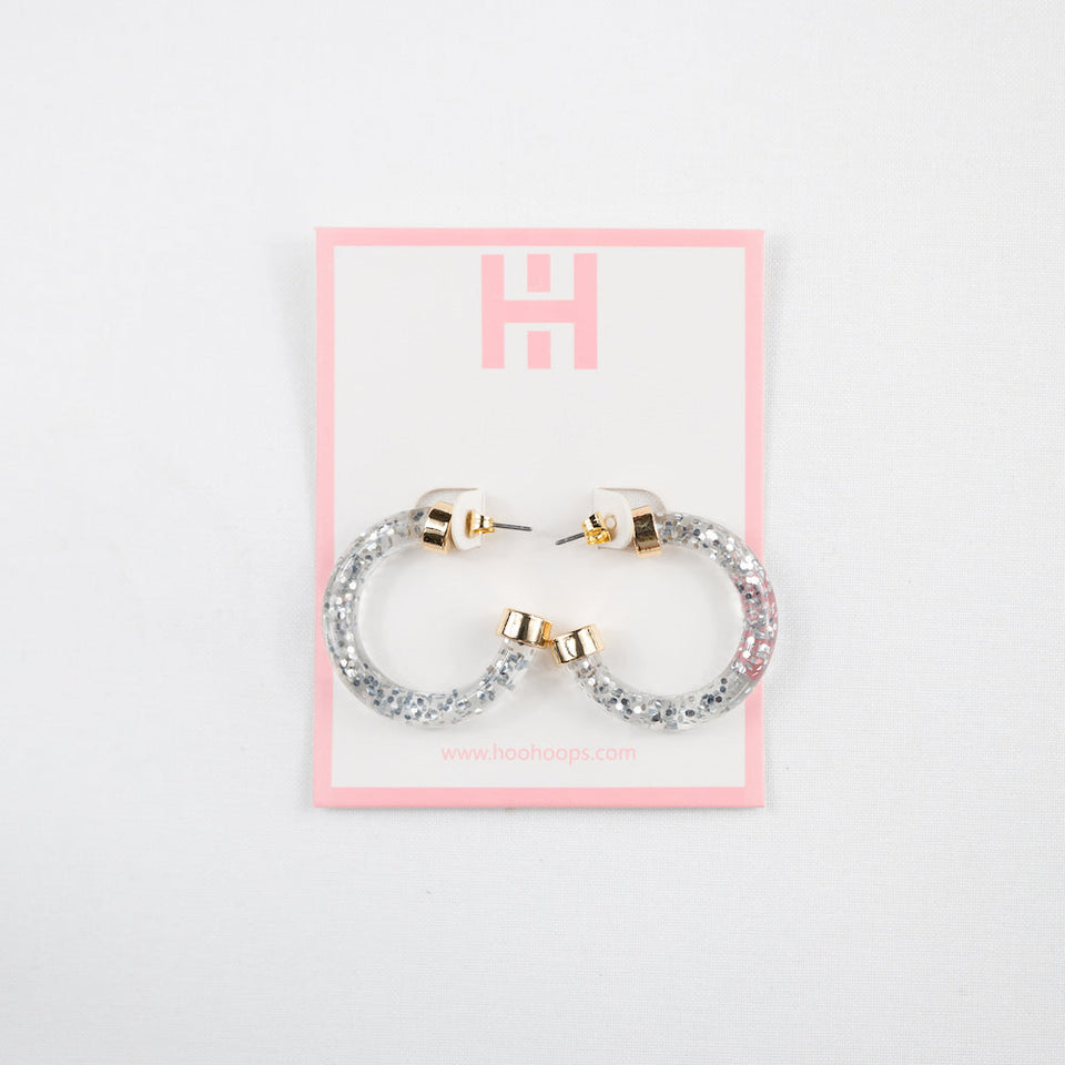 Mini Hoops - Silver Glitter
