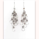 Labradorite Silver Chain Loop Earrings