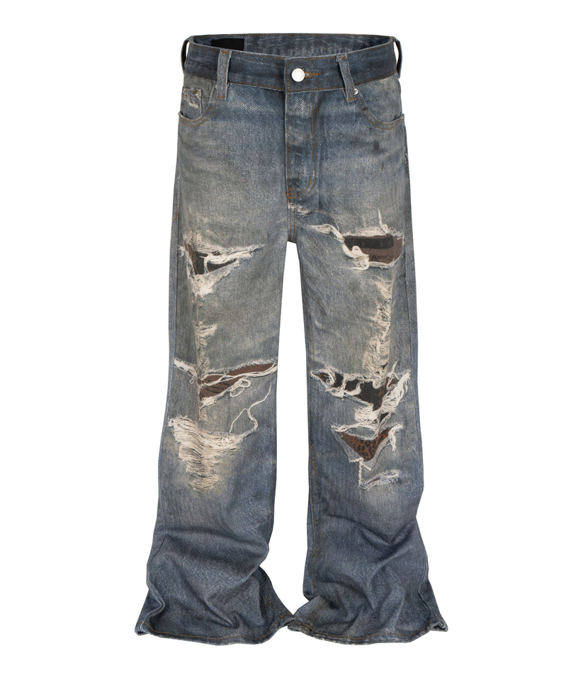 WIDEBOY DISTRESS PRINT DENIM