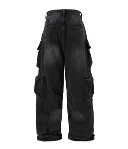 NOIR DISTRESSED CARGO DENIM