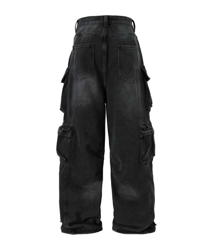 NOIR DISTRESSED CARGO DENIM