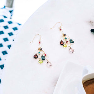 Rainbow Gemstone Waterfall Earrings