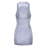 Hua Sleeveless Brocade Mini Dress Periwinkle