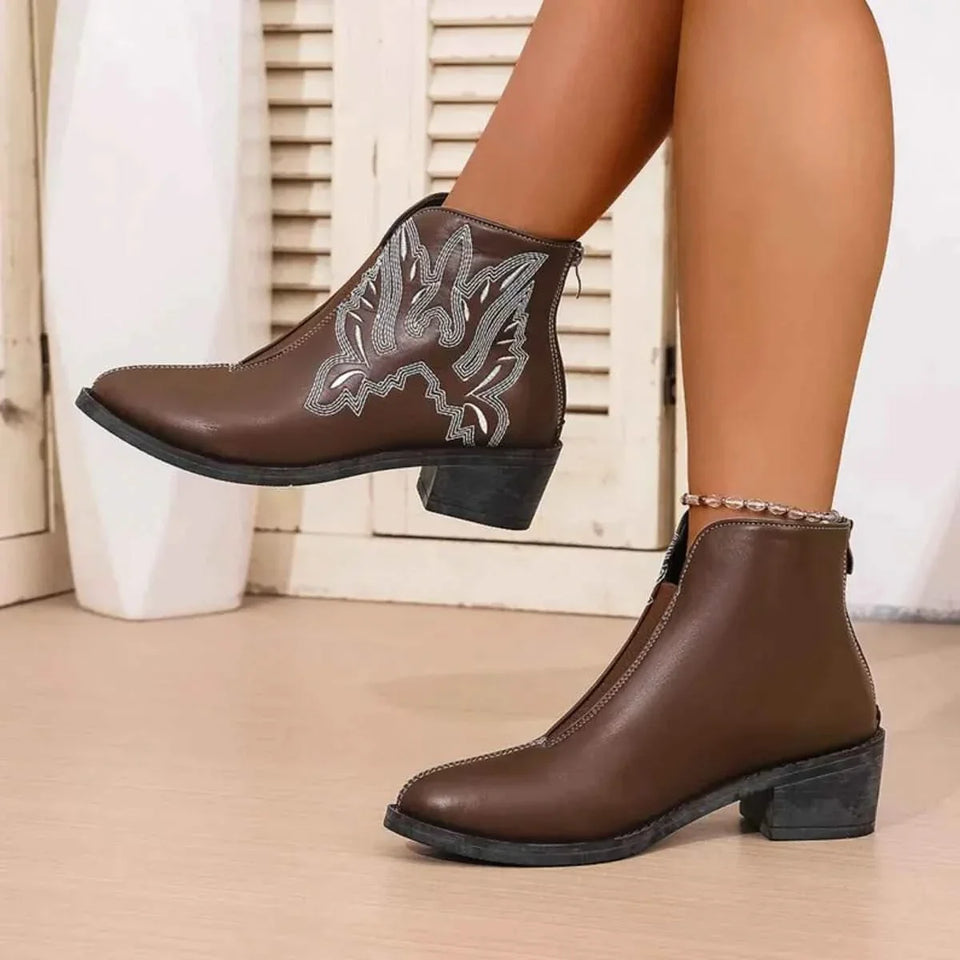Western Embroidered : Ankle Boots
