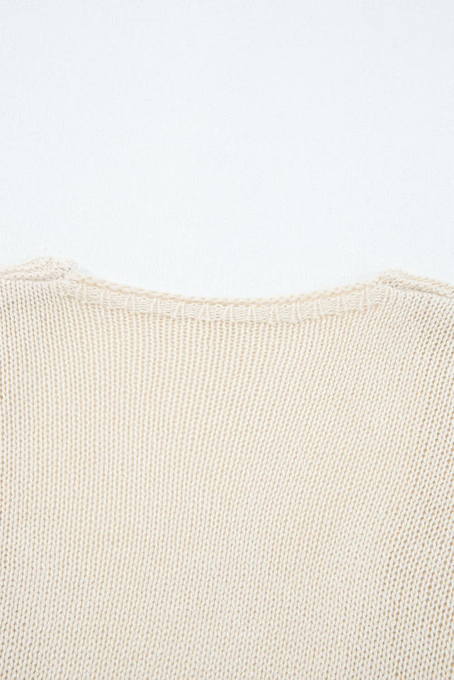Smoke Gray Hollow Knit Cardigan With Eyelet Cutouts