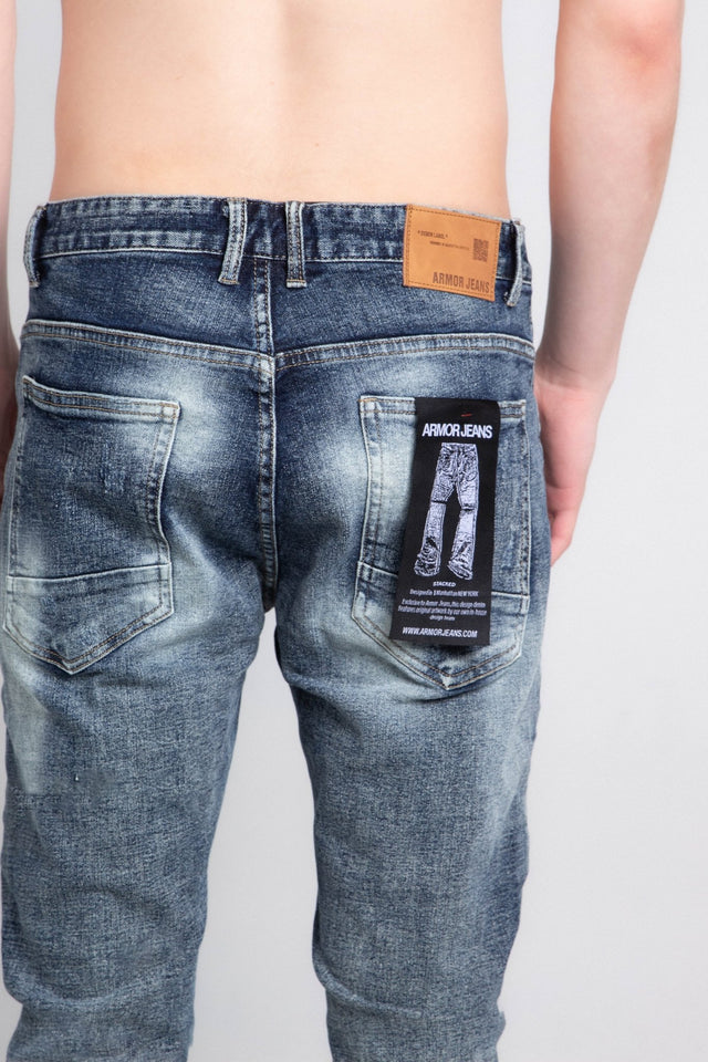 A401 DARK FADED DISTRESSED SKINNY JEANS - Wear with style