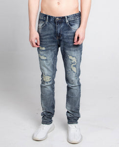 A401 DARK FADED DISTRESSED SKINNY JEANS - Wear with style