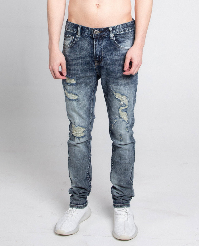 A401 DARK FADED DISTRESSED SKINNY JEANS - Wear with style