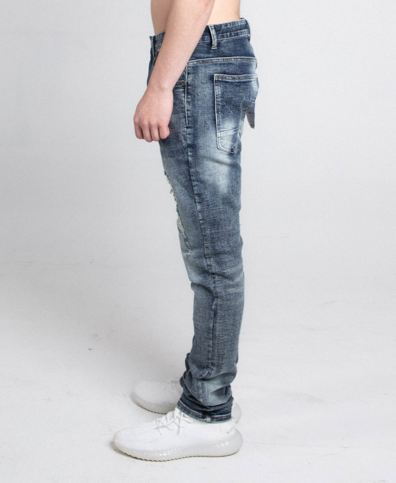 A401 DARK FADED DISTRESSED SKINNY JEANS - Wear with style