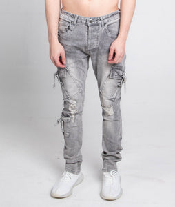 A408 CARGO POCKETS GREY SKINNY - Wear with style