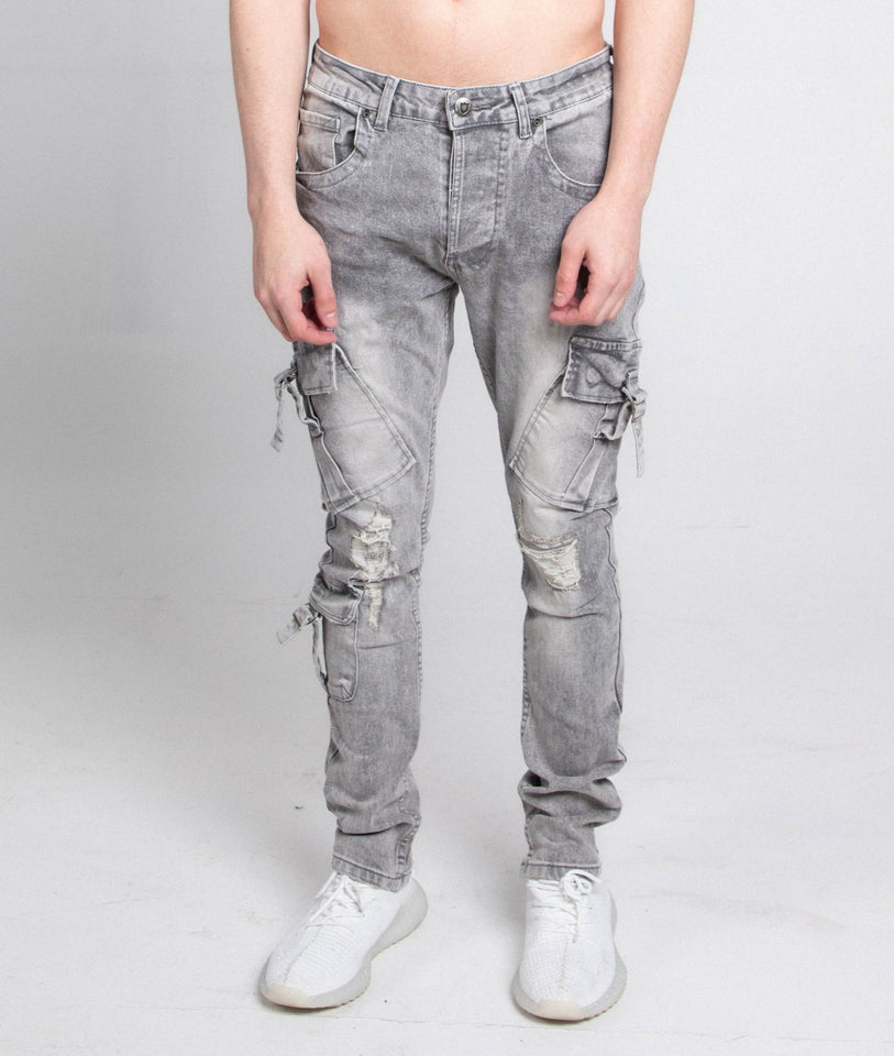 A408 CARGO POCKETS GREY SKINNY - Wear with style