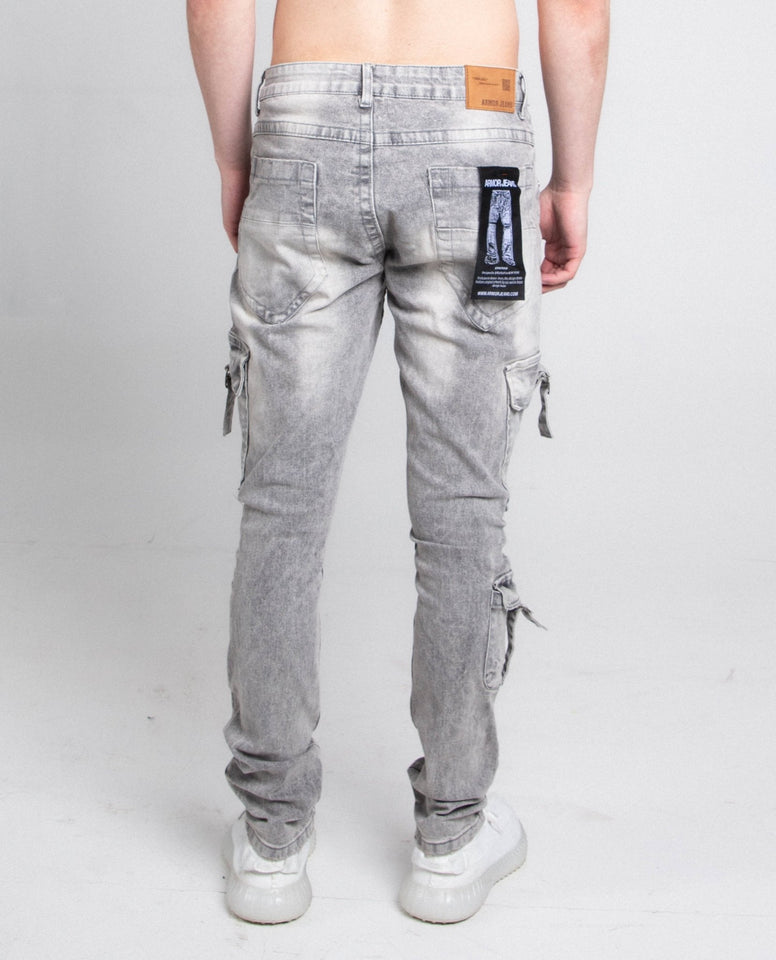 A408 CARGO POCKETS GREY SKINNY - Wear with style
