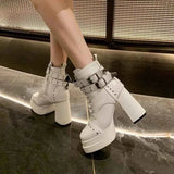 Elegant Round Toe Block : Heels Boots