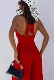Halter Neck Wide Leg : With Keyhole Detail Jumpsuit