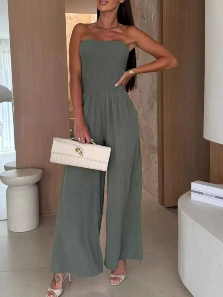 Smocked Tube : Wide-Leg Jumpsuit